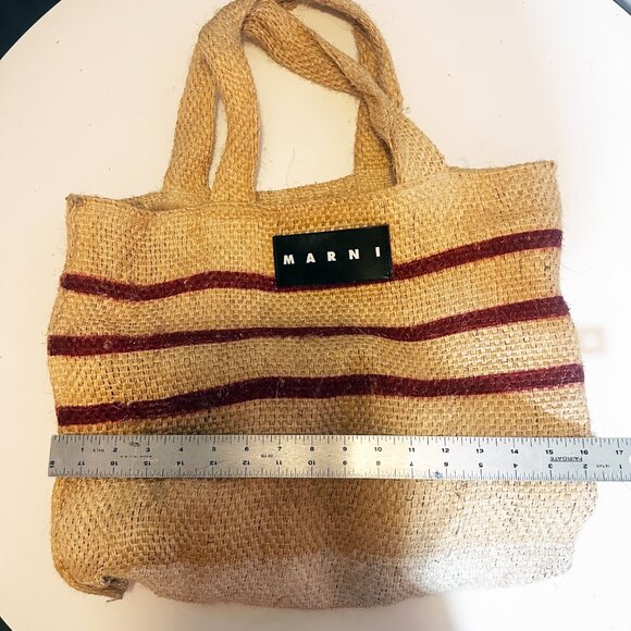 Authentic Marni Market Jute/Hemp Stripe Tote Bag - Red/Natural - Picture 7 of 10